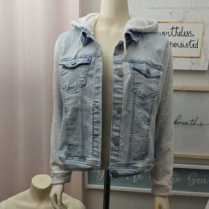 Wallflower Denim Jacket with Heather Gray Sleeves